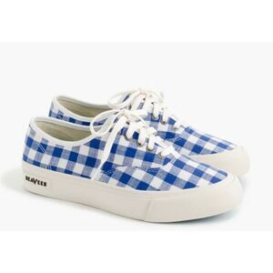 J.crew X Seavees blue gingham canvas sneakers 6